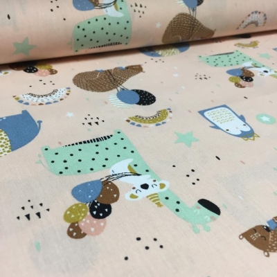 Baumwolle | Sweet Party Elefant Giraffe | rosa